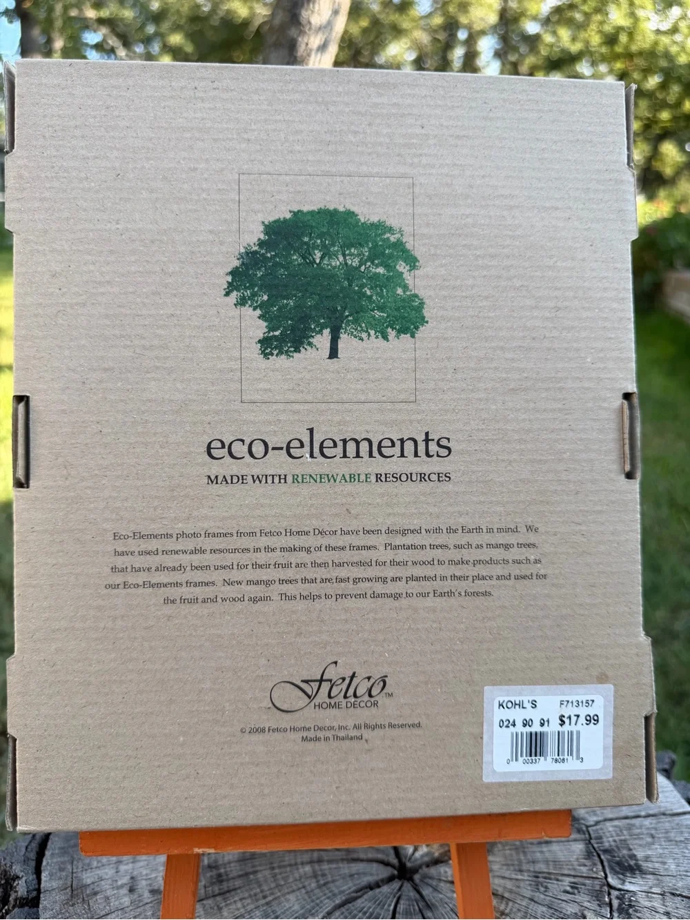 NWT Mahogany Floral Carved Eco-Elements 5x7 Picture Frame Renewable Resources